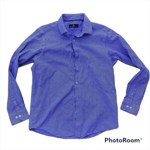 HART SCHAFFNER MARX SHIRT long sleeve purple houndstooth soft Medium